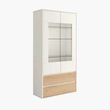 Vitrina dos puertas Lecce 180cm con cristal y cajones diseño actual madera sostenible