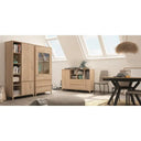 Vitrina dos puertas Lecce 180 cm con cajones y expositor de cristal diseño actual
