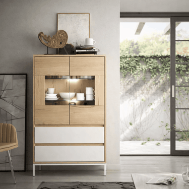 Vitrina dos puertas con cristalera y cajones modelo LECCE 135 cm