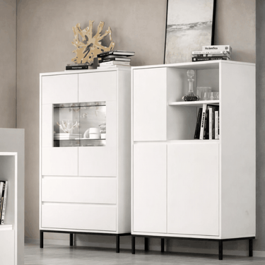 Vitrina dos puertas Lecce 135 cm con cristalera y cajones