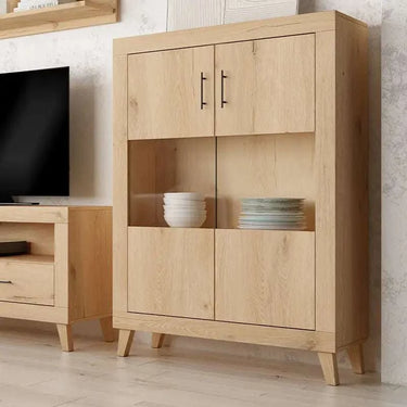 Vitrina 2 puertas mixtas ASTI con estantes y diseño elegante para exhibición y almacenamiento