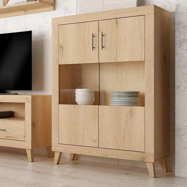 Salón moderno con composición ASTI en madera reciclada y melamina resistente