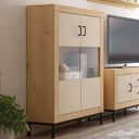 Vitrina de 2 puertas mixtas ASTI con estantes y acabado elegante para exhibición y almacenamiento