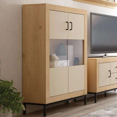 Vitrina de 2 puertas mixtas ASTI con estantes y acabado elegante para exhibición y almacenamiento