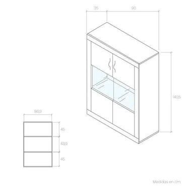 vitrina de 2 puertas mixtas ASTI para exhibir recuerdos con elegancia