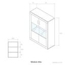composición salón ASTI moderno con mueble TV y vitrina de madera reciclada