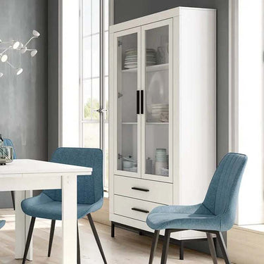 Vitrina 2 puertas y 2 cajones ASTI de diseño elegante y funcional en color lined