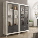Vitrina 2 puertas y 2 cajones ASTI de diseño elegante y funcional con acabado resistente y color lino
