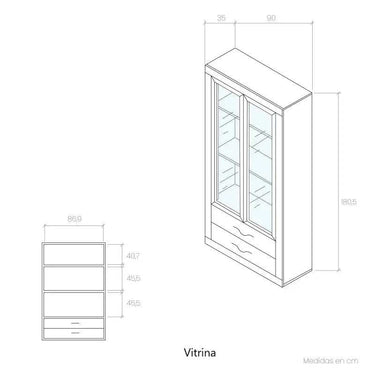 Composición Salón ASTI con mueble TV y vitrina en diseño moderno y acabados sofisticados