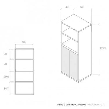 Salón LECCE ambiente 51 con mueble TV, módulo con puertas y estantes en tonos amaderados