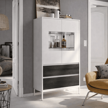 Vitrina dos puertas Lecce 135 cm con cristalera y cajones
