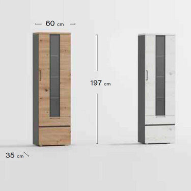 vitrina salón alta roma 60cm formato estrecho color artisan ébano