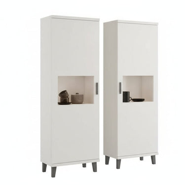 Vitrina salón comedor BOLONIA alta con diseño moderno y acabado en roble natural