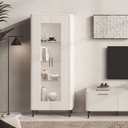 Vitrina alta Napoli de diseño moderno con estantes de cristal y patas metálicas negras