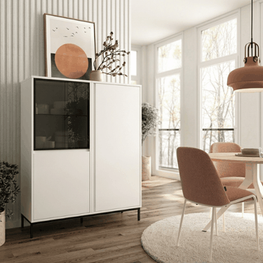 Vitrina baja de cristal Parsol TIVOLI de 120 cm con estructura personalizable y diseño minimalista
