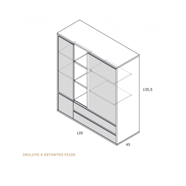 Mueble Auxiliar Salón TIVOLI medidas y ficha técnica
