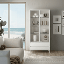 Vitrina Simétrica TIVOLI de salón con cristal Olas y perfil aluminio negro
