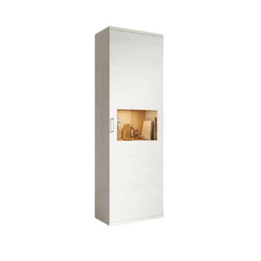 vitrina salón comedor Bolonia alta diseño moderno colores artesán roble natural polar fabricada en España madera resistente elegante funcional