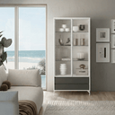 Vitrina simétrica TIVOLI de diseño vanguardista con cristal Olas y estructura personalizable