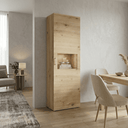 Vitrina salón comedor BOLONIA alta de diseño moderno en acabado ROBLE NATURAL