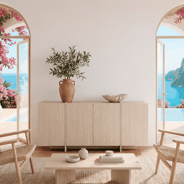 Aparador salón VOLIA Crema de 178 cm con cuatro puertas y acabado en tono crema