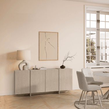 Aparador salón VOLIA crema de 178 cm con cuatro puertas y diseño elegante