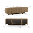 Mueble TV VOLIA Roble 180 cm con puertas y patas a juego para salón moderno y funcional