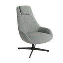 Butaca giratoria AMADA tapizada en tejido suave con base metálica 360 grados en colores crema y gris