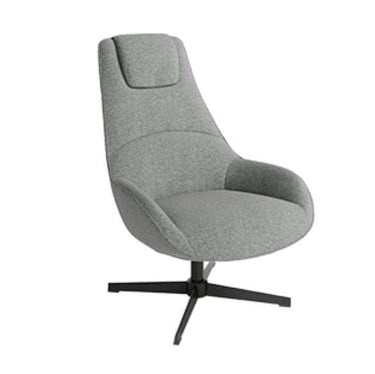 Butaca giratoria AMADA tapizada en tejido suave con base metálica 360 grados en colores crema y gris