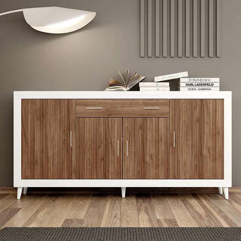 Aparador, Buffet Moderno, Armario Auxiliar Comedor, Modelo Asti 4puertas