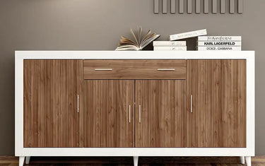 Aparador, Buffet Moderno, Armario Auxiliar Comedor, Modelo Asti 4puertas