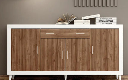 Aparador, Buffet Moderno, Armario Auxiliar Comedor, Modelo Asti 4puertas