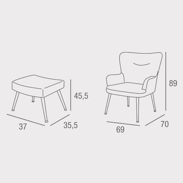 Butaca con brazos y reposapiés INDO