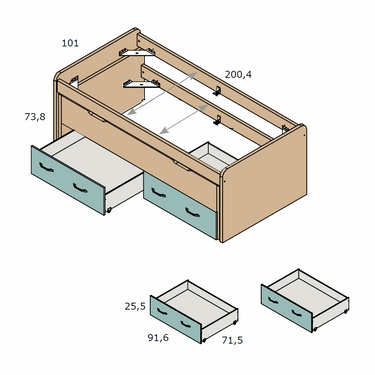 Cama compacta de 90 + 2C VERONA