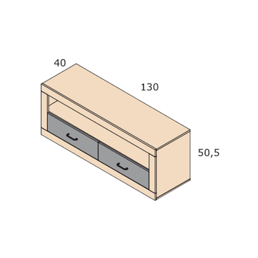 Mueble TV 130cm 2 cajones + Hueco ASTI