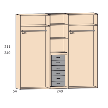 Armario 4P L'AQUILA con cajonera