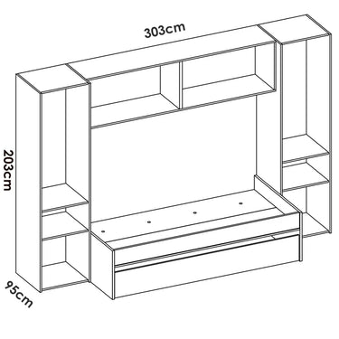 Dos camas con dos armarios y altillo mod. HIMARI