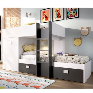 Cama tren con armario y dos cajones mod. MASUYO