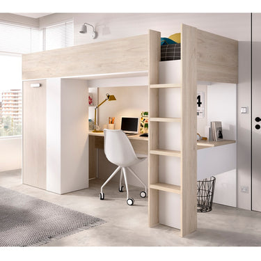 Cama alta con mesa y armario mod. KIKU