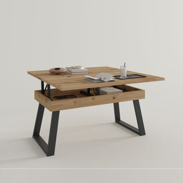 Mesa Centro Elevable Convertible Pata Metal Trapecio mod. FIORENZA