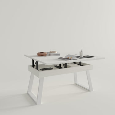 Mesa Centro Elevable Convertible Pata Metal Trapecio mod. FIORENZA