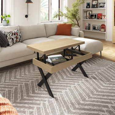 Mesa Centro Elevable Convertible Pata Metal X mod. DONATA