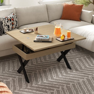 Mesa Centro Elevable Convertible Pata Metal X mod. DONATA