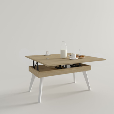 Mesa Centro Elevable Convertible Pata Metal mod. RENATA