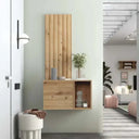 Mueble recibidor FLORENCIA mod. 10 diseño contemporáneo con módulos abierto y cerrado en acabado Artisan, Blanco o Ebony.