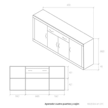 Aparador 4 puertas y 1 cajón ASTI personalizable con gran capacidad