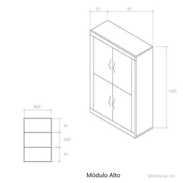 Aparador de 4 puertas modelo ASTI en roble fabricado en España