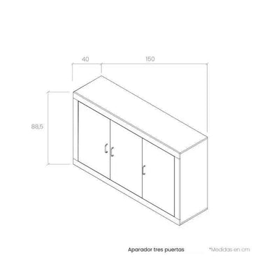 Aparador Asti con 3 puertas y acabado en madera sostenible