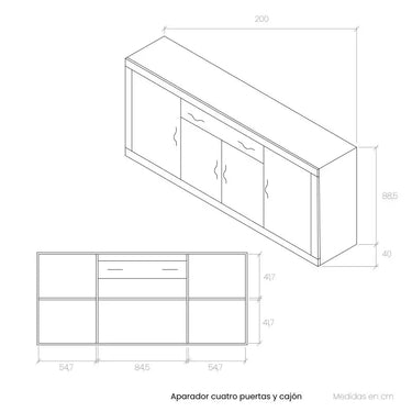 Aparador 4 puertas y 1 cajon ASTI