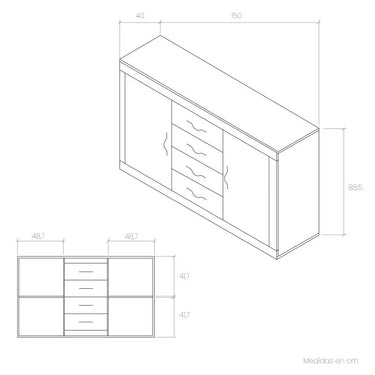 Aparador 2 puertas y 4 cajones ASTI
